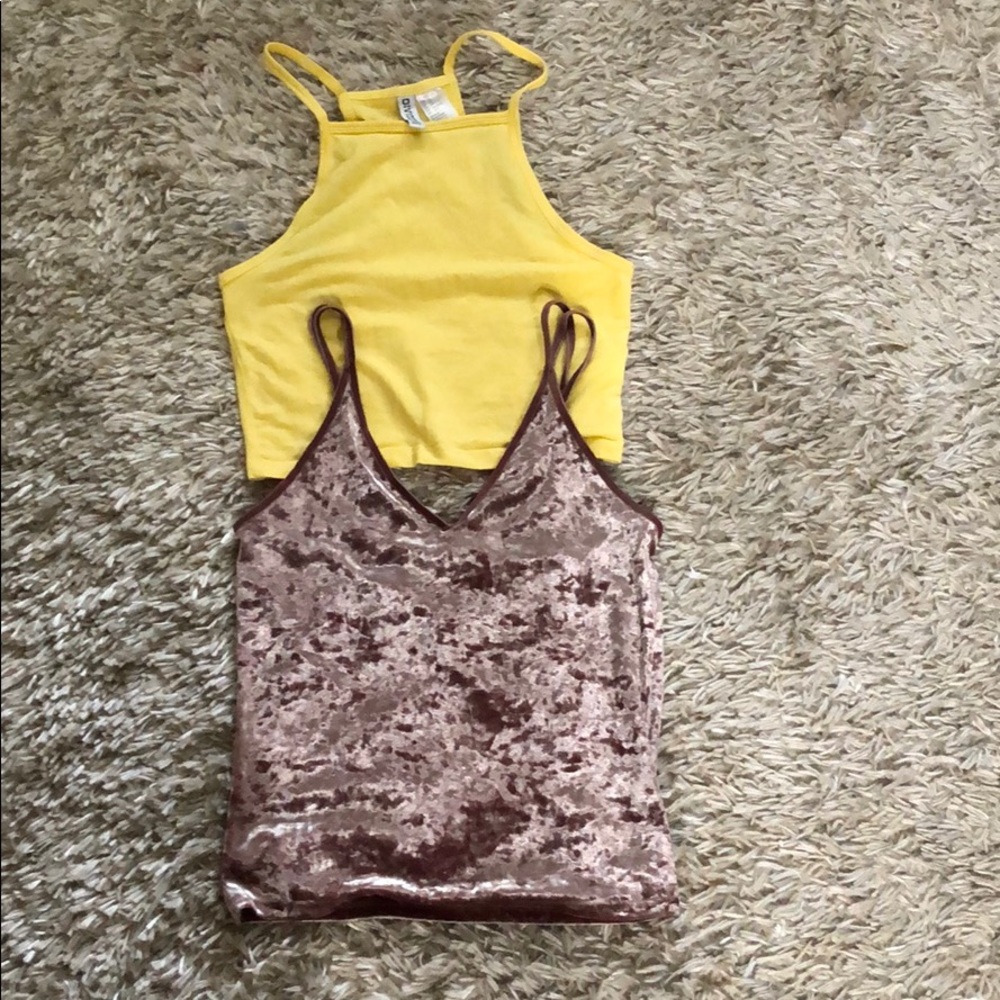 Bundle 1 pink velvet crop top and 1 yellow.